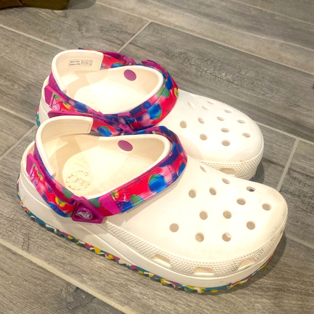 Colorful rare crocs. Size men’s 7 women’s 9